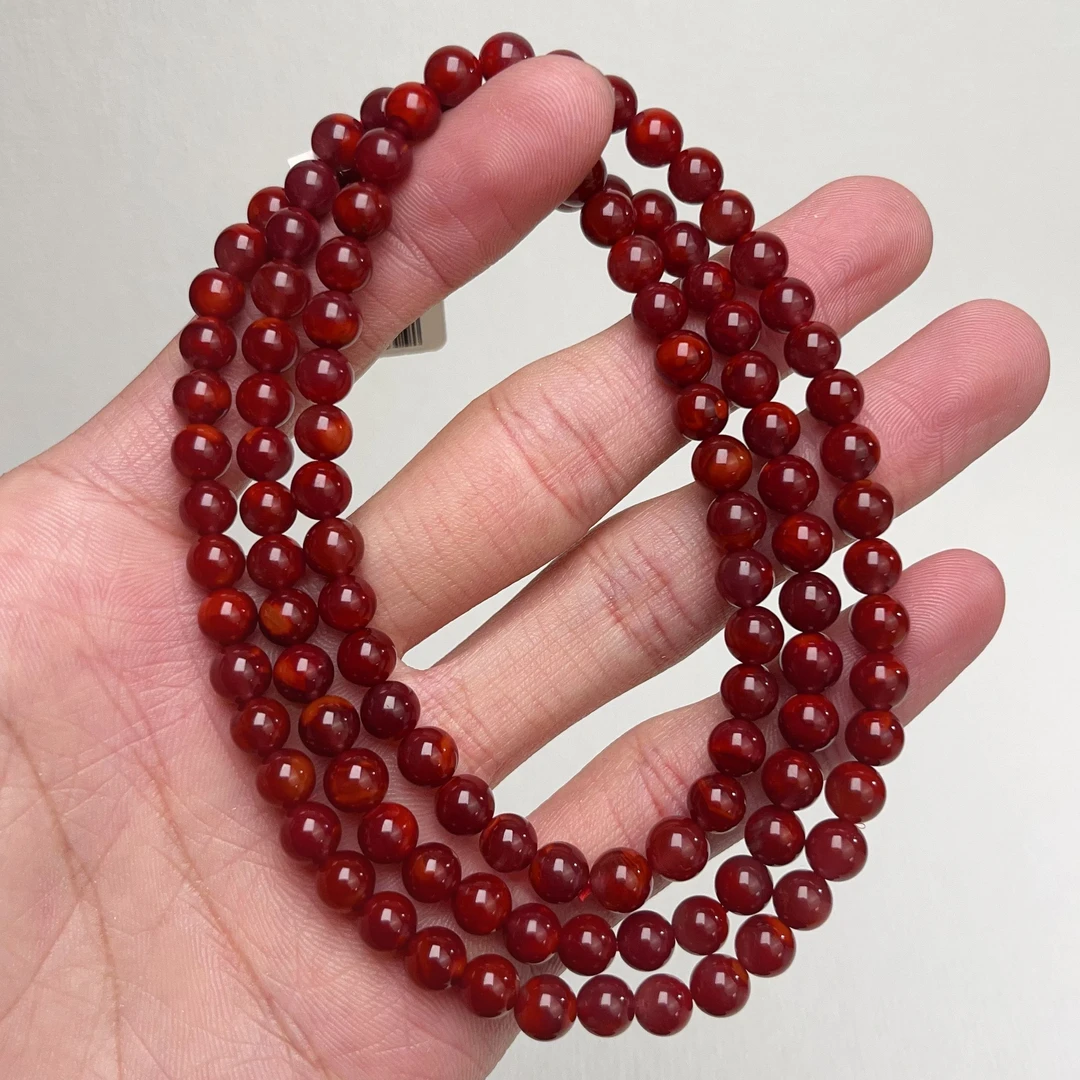 907A47凉山瓦西料南红牛血多圈手串