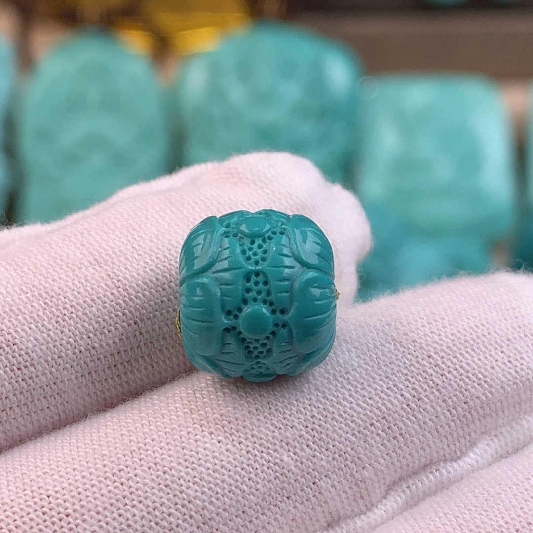 绿松石未镶嵌莲花珠卡12