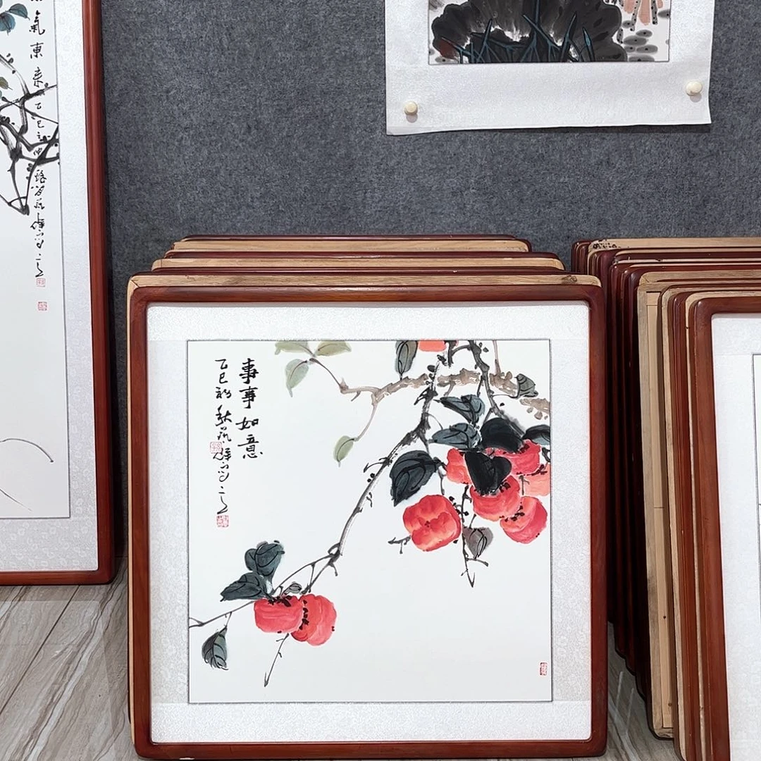 国画书画作品带框63×63