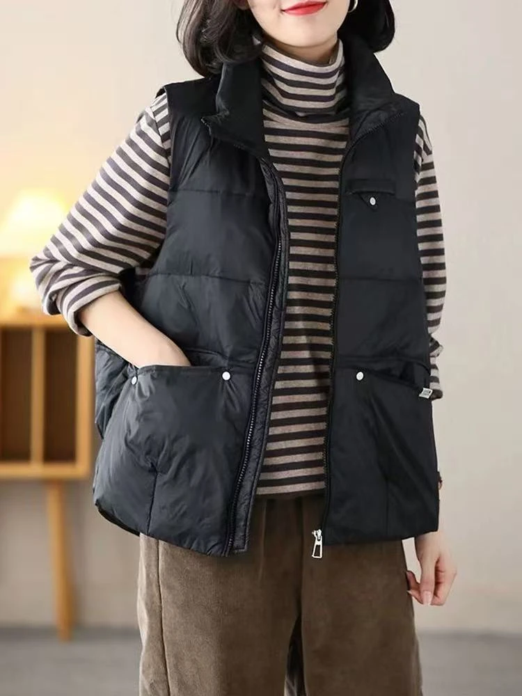 设计感铆钉棉服外套马夹