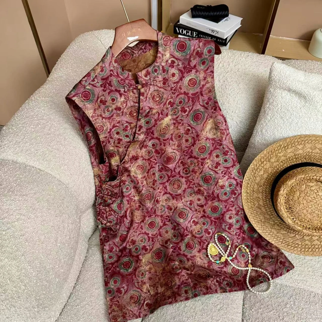 【如意】 2025年春夏款新款花色新中式斜襟马甲C2639