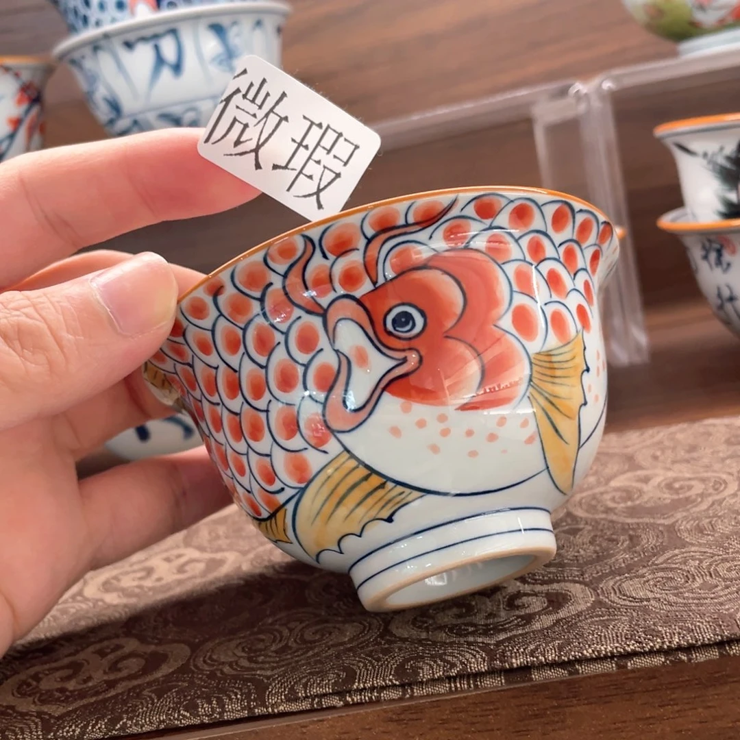 釉下手绘茶具微瑕