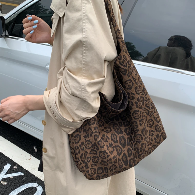 大容量豹纹包包女2025新款时尚百搭单肩包简约复古休闲通勤托特包