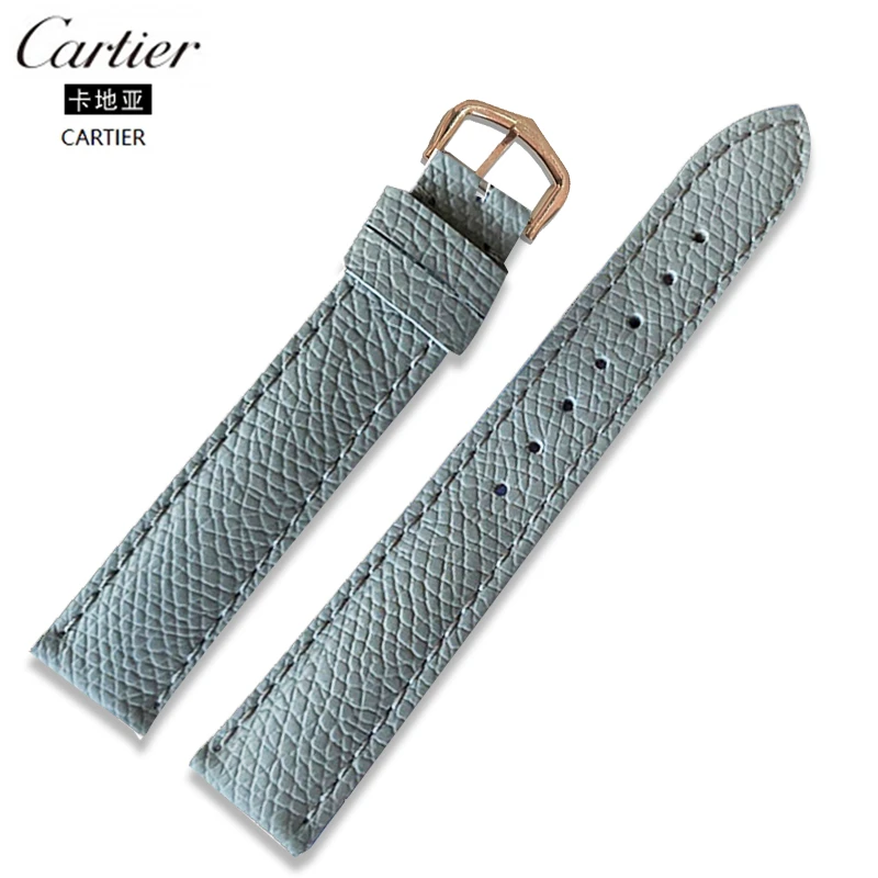 卡地亚坦克原装表带适配cartie伦敦钥匙蓝气球系列真皮表带蝴蝶扣