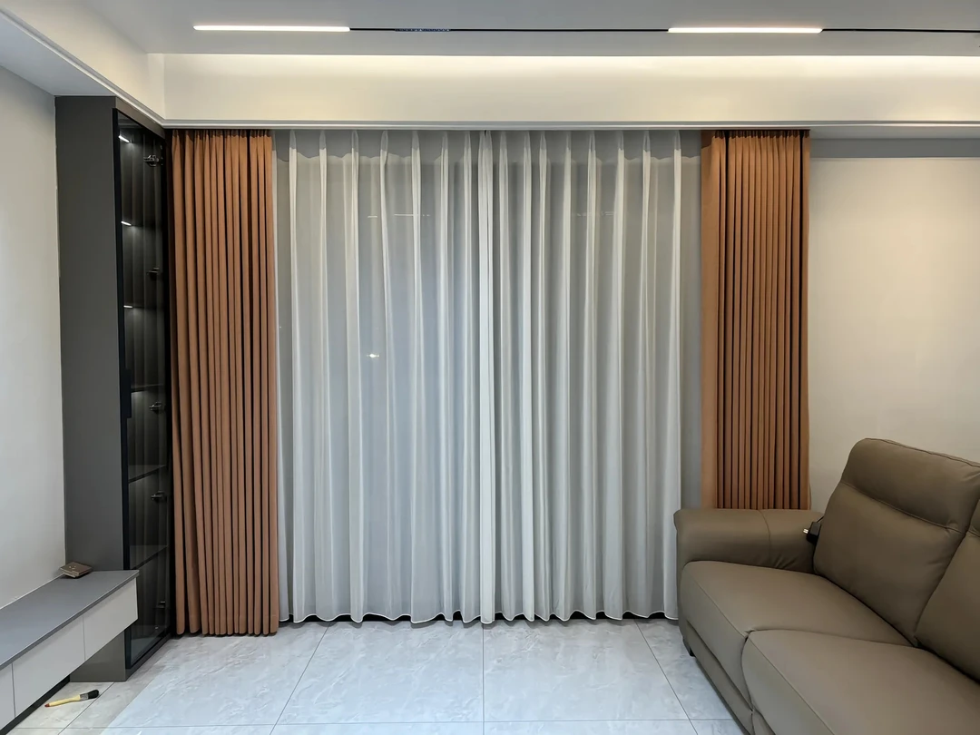 潍坊加厚雪尼尔窗帘垂感好爱马仕橙提色效果美式复古现代简约窗帘