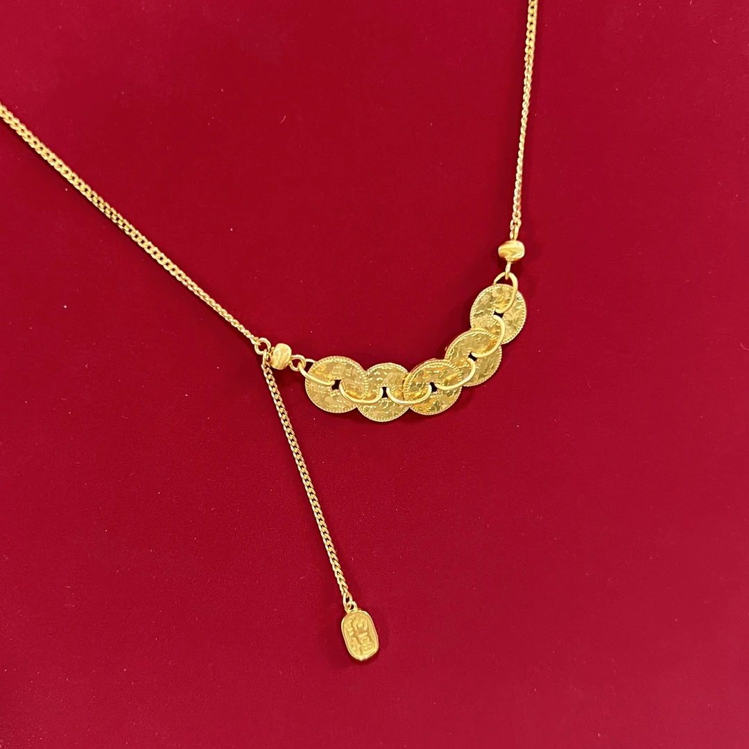 坠链均925银 梁雅帝新品【五帝钱CNC碎冰冰】气质时尚百搭纯银项链