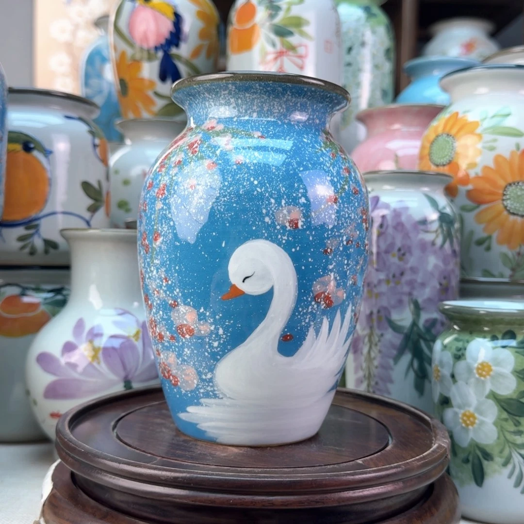 景德镇陶瓷手绘花瓶无孔