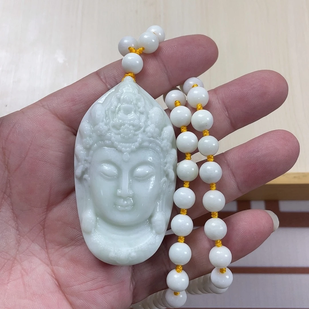 又***࿐蓝田玉（蛇纹石化大理石玉）未镶嵌颈饰