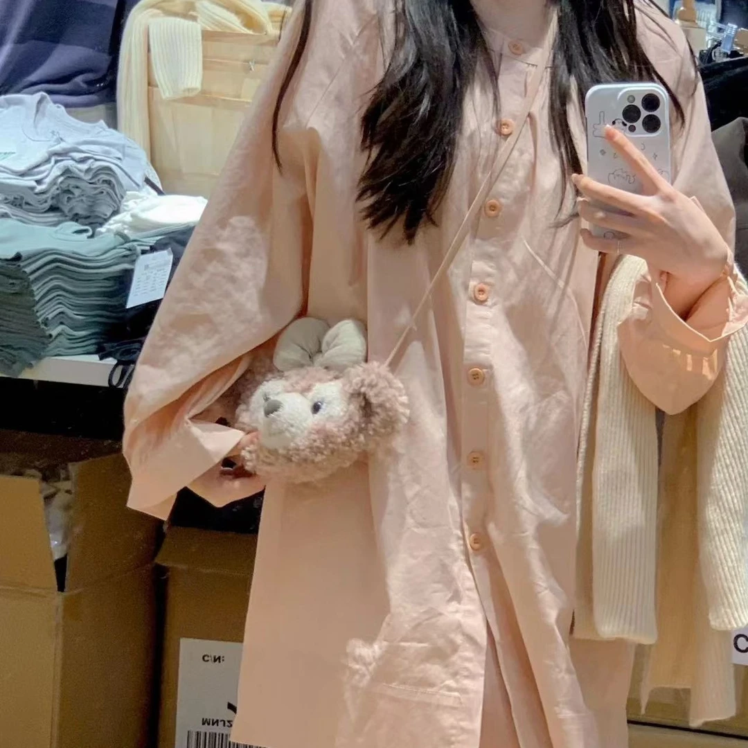 浅粉色宽松防晒灯笼袖娃娃衫上衣夏季新款设计感小众圆领小衫衬衫