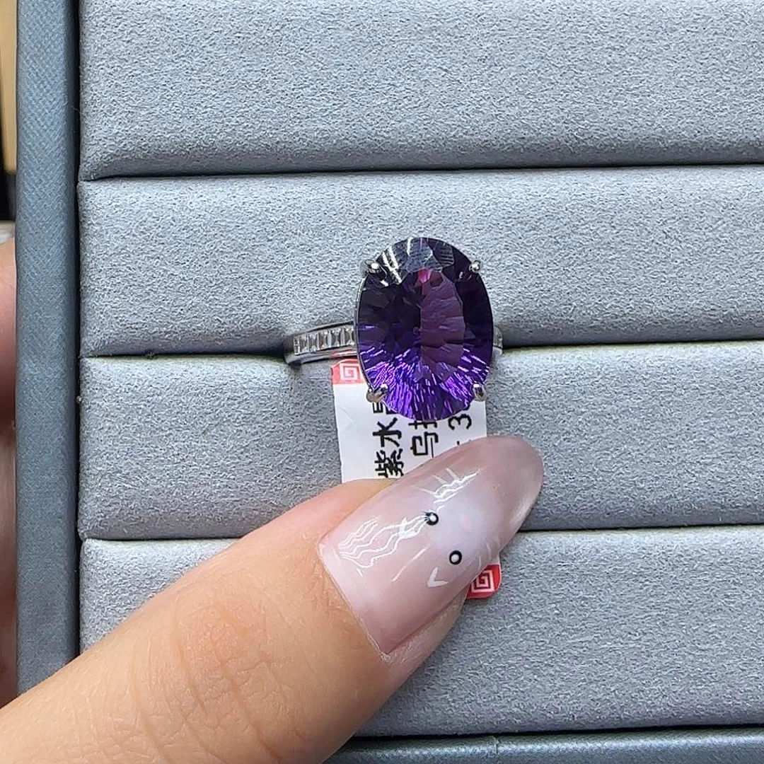 繁***月水晶珠宝半成品银S925镶嵌纯天然无优化紫水晶假一赔十Q