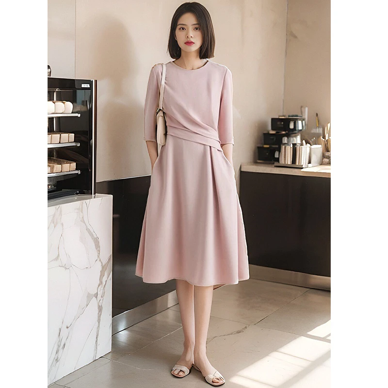 连衣裙显瘦遮肚微胖夏季大码胖mm法式收腰宽松高级感礼服中长裙