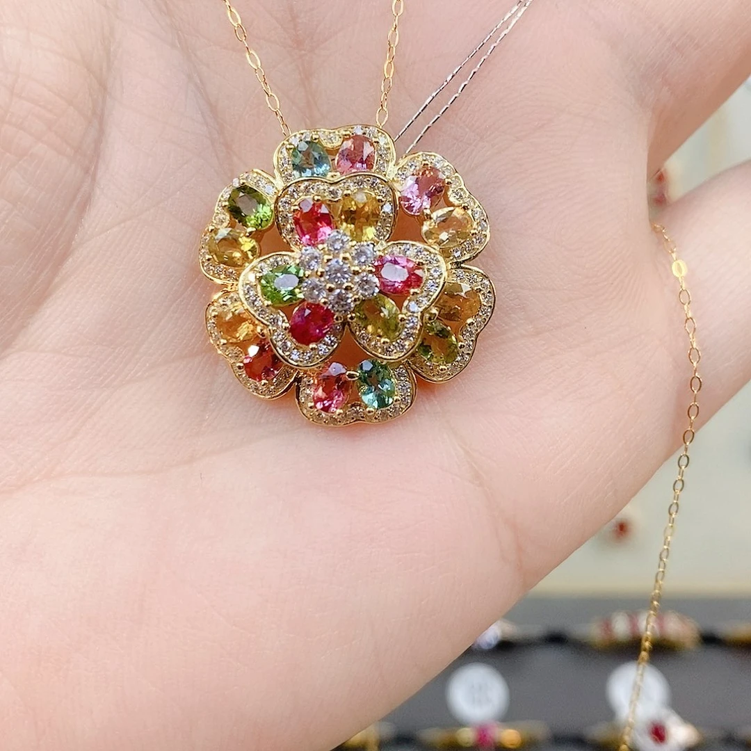 吊坠(赠链)银S925镶嵌碧玺