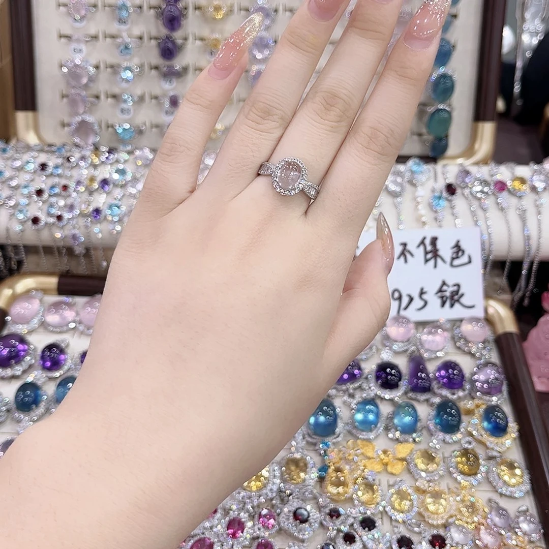 戒指黄晶银S925镶嵌