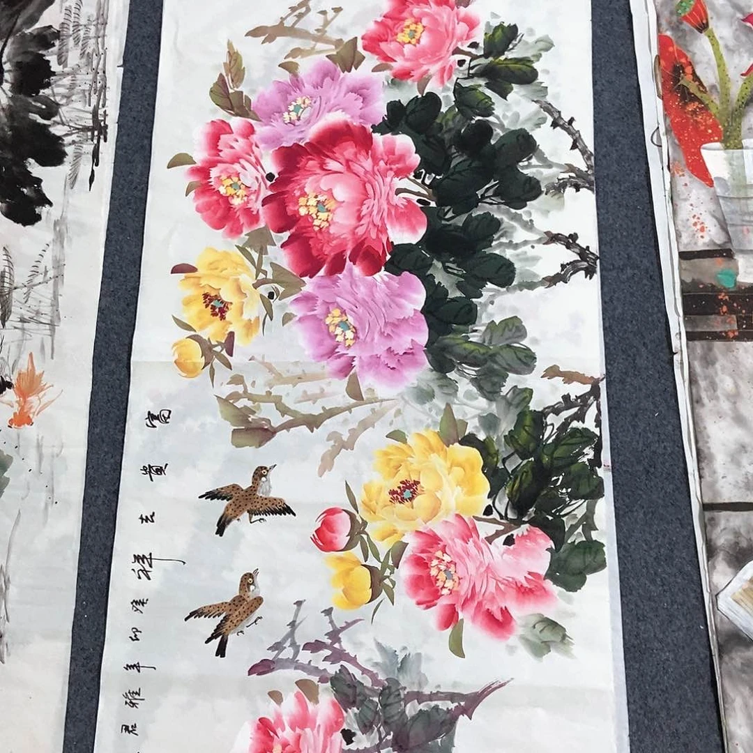 国画四尺牡丹一副