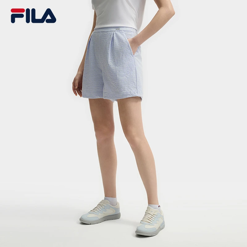 斐乐女士针织短裤2025夏季新款时尚宽松小方格三分裤F11W523604F