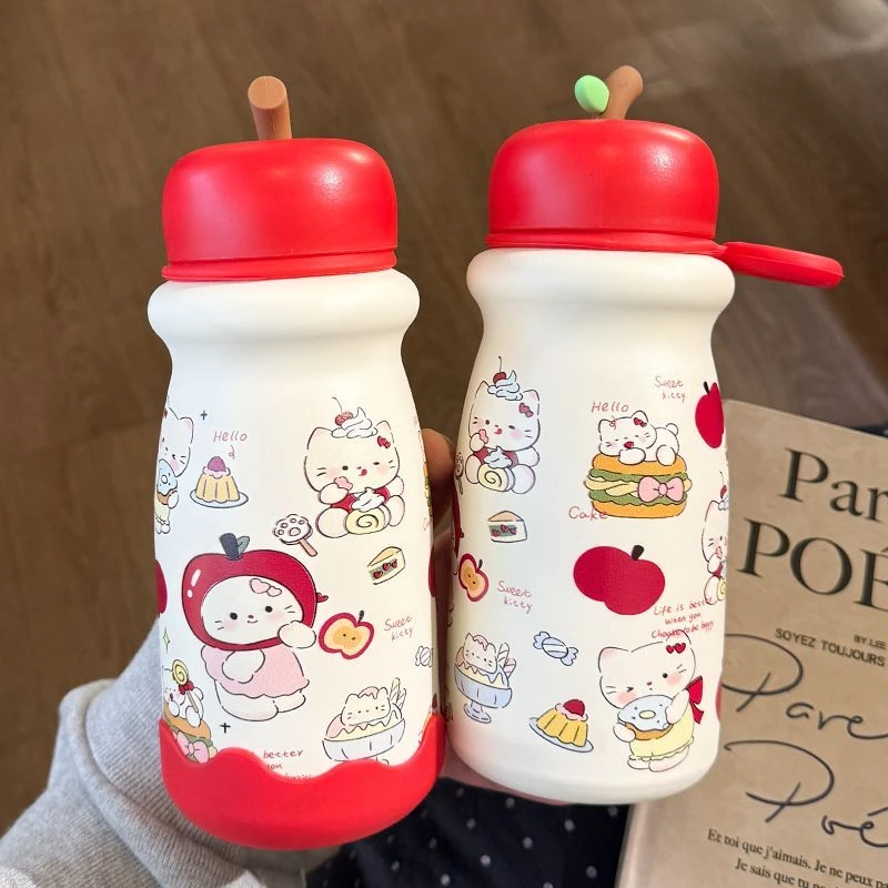 新款高颜值保温杯可爱水杯316不锈钢底学生小众简约便携卡通杯子