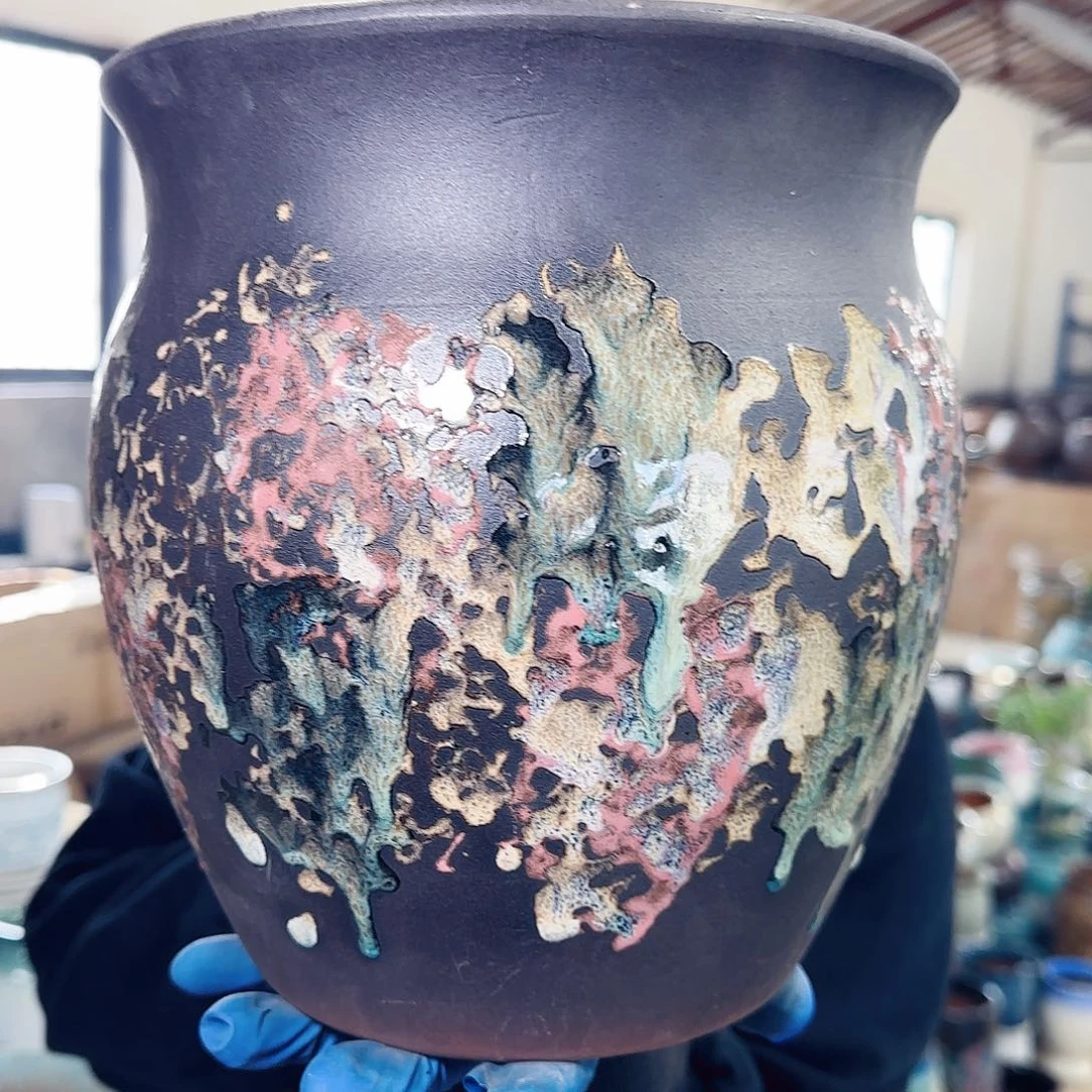 紫砂花盆高23口22