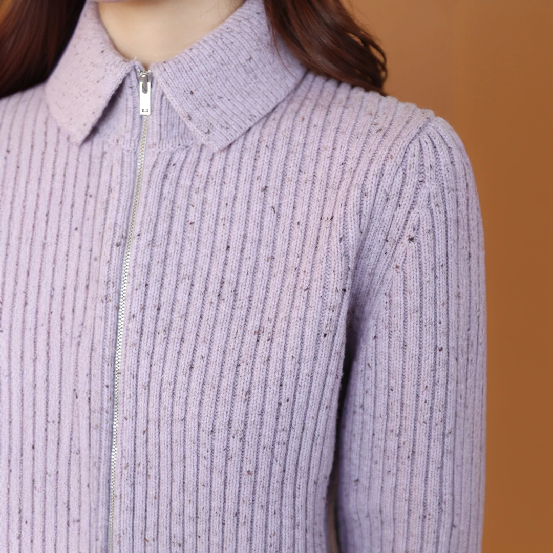 美静【清幽香芋】紫色羊毛上衣XMZH4986