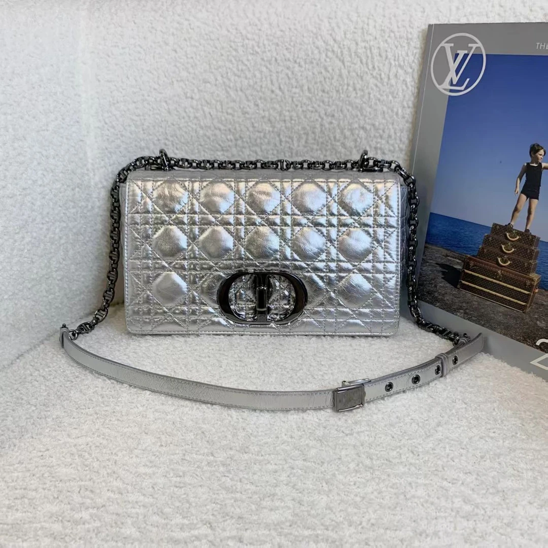 99新 DIOR/迪奥 壹臻/太空银caro中号包 59461657