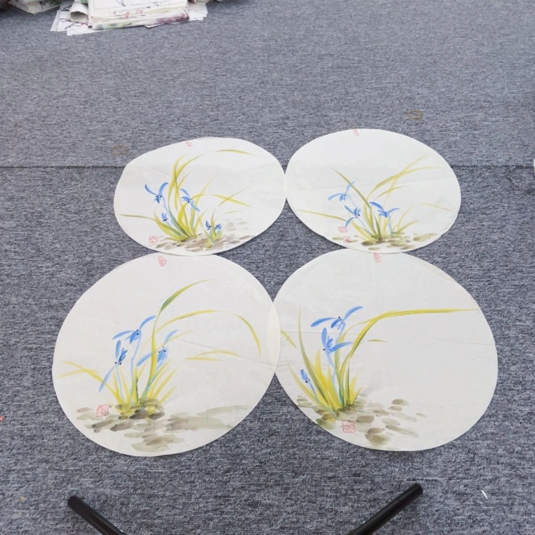 国画程静老师四张小圆心绘画作品