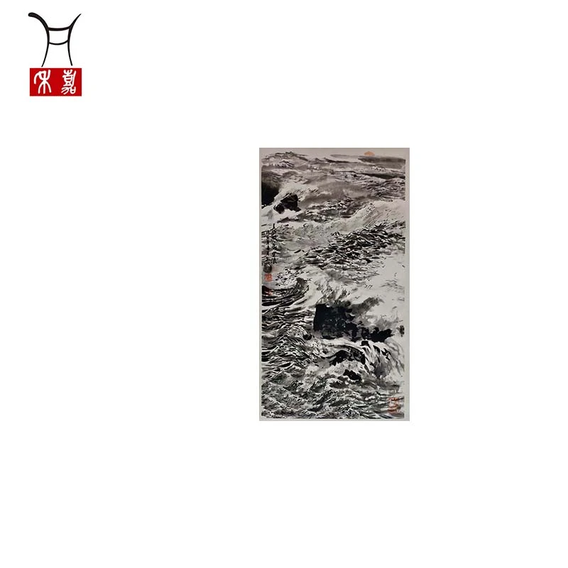 F1006孔先生ZQ山水纸轴66.5x37