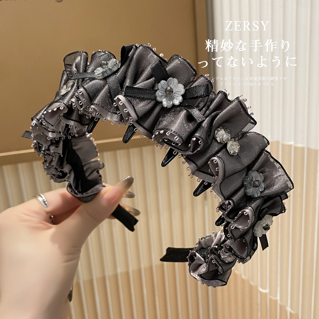 2025新款褶皱长齿发箍高颅顶显脸小网红头箍气质法式发饰发卡头饰