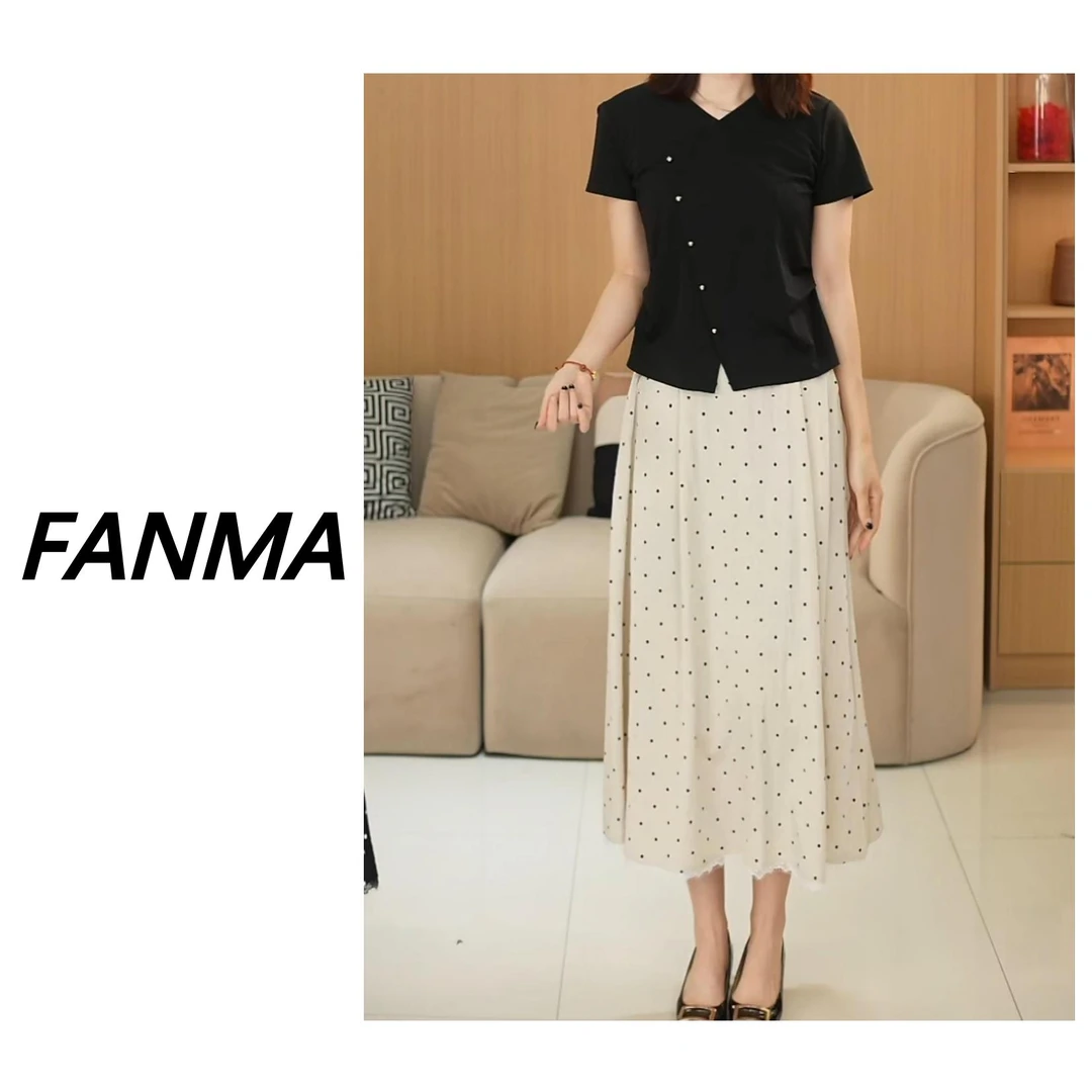 #新款波点裙# 气质波点设计女士高腰显瘦半身裙伞裙 F169-86082