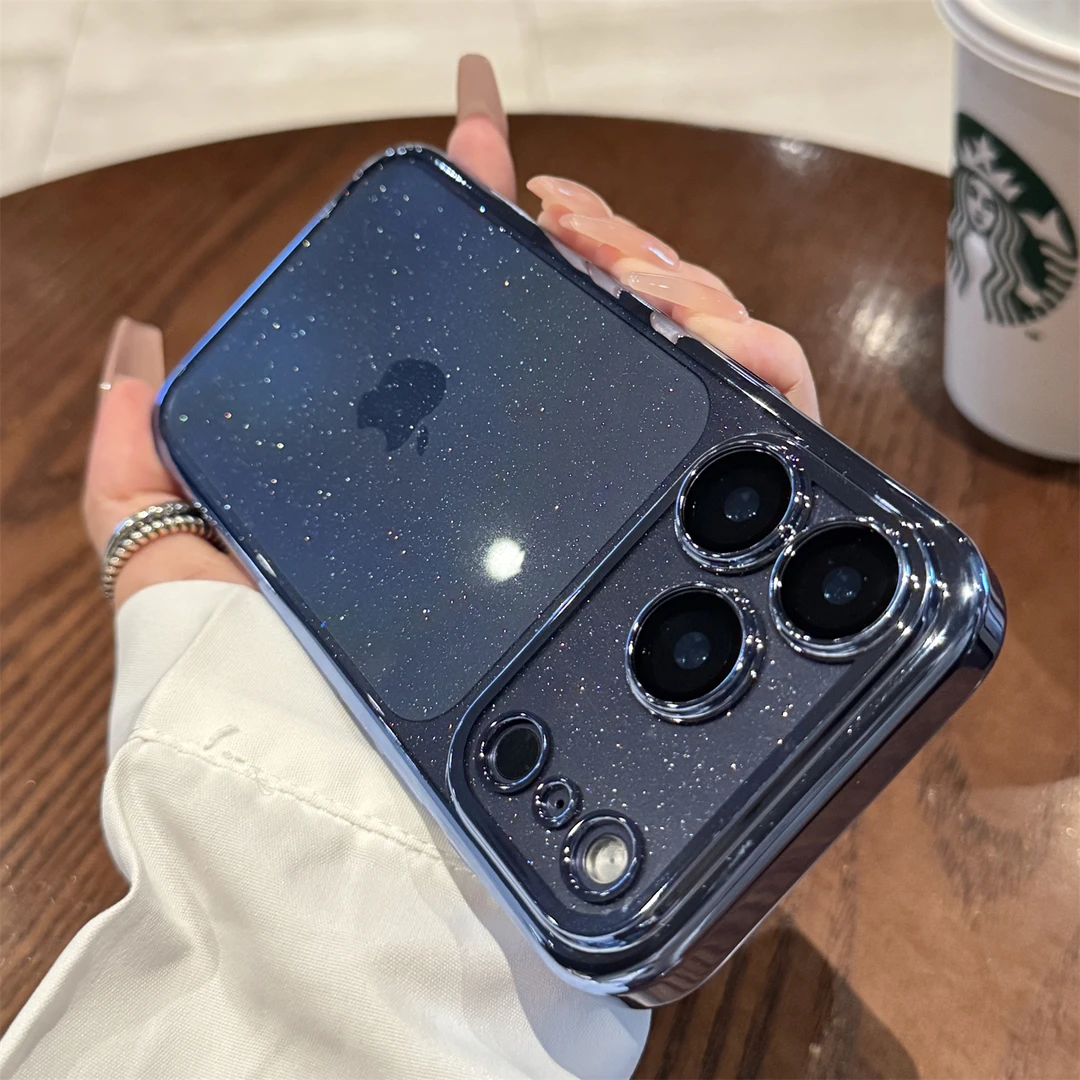适用苹果17promax手机壳新款iPhone17pro透明闪粉带镜头膜男女款