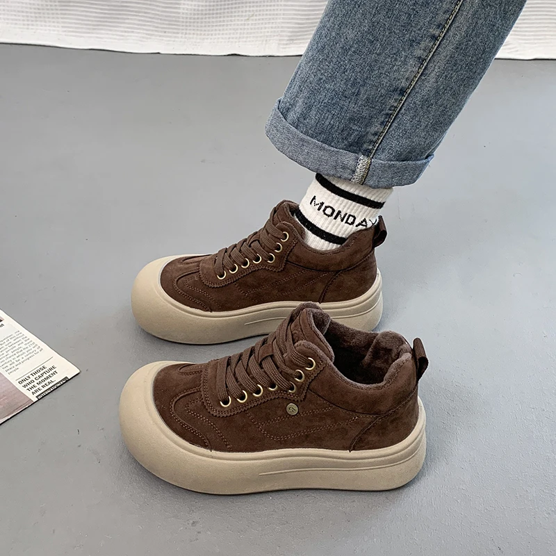 复古加绒高帮棉鞋女冬季新款百搭厚底增高休闲板鞋加厚保暖棉鞋女