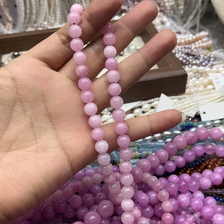 玛瑙/玉髓未镶嵌珠宝半成品一条6mm左右紫锂辉