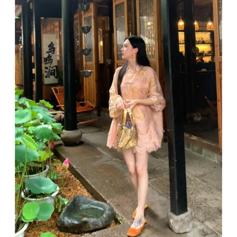 新中式国风女装知性风上衣短裤套装2025秋新款老钱风松弛感两件套