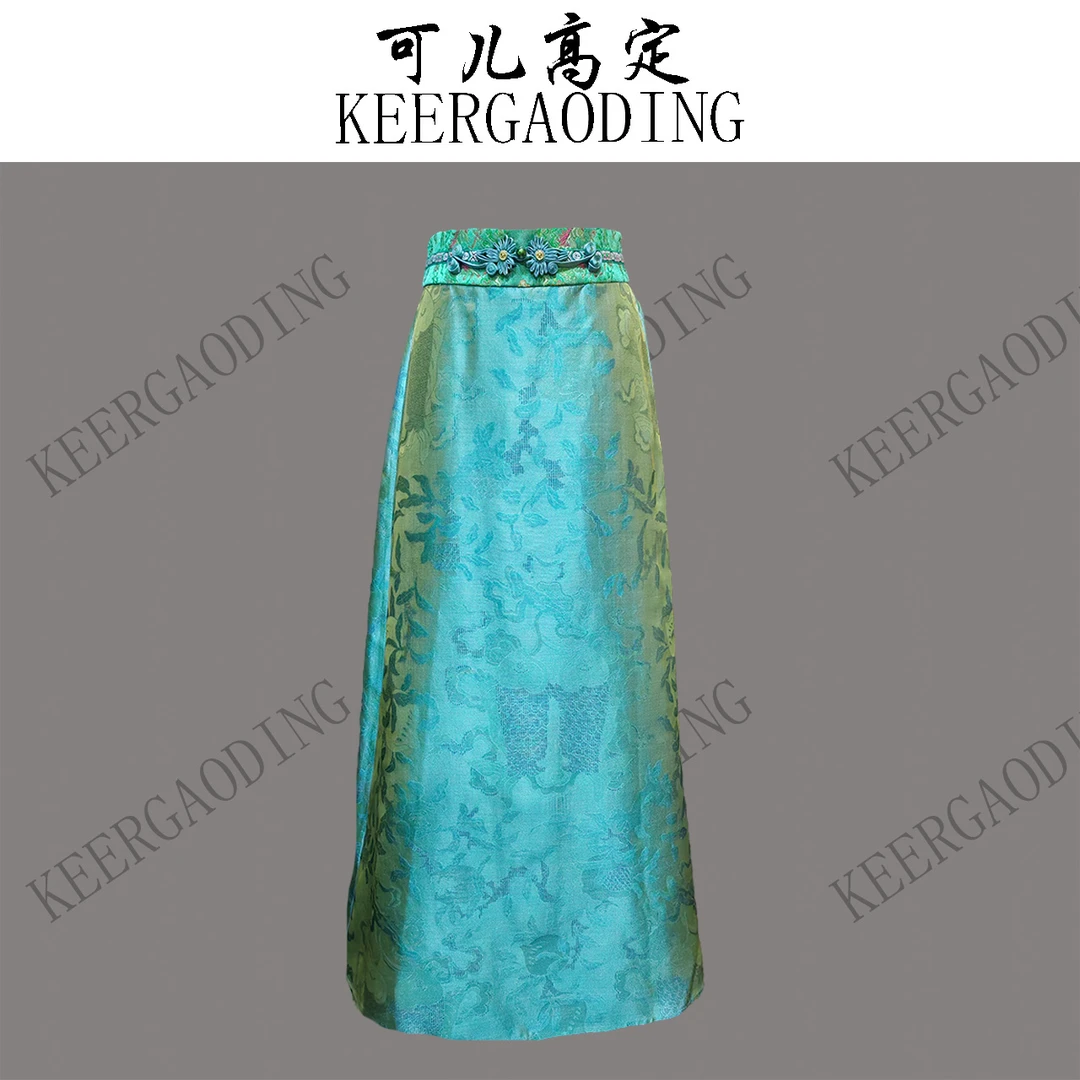 【已售罄勿上架】高端新中式国风设计师桑蚕丝浮光锦半裙3-J6030-1