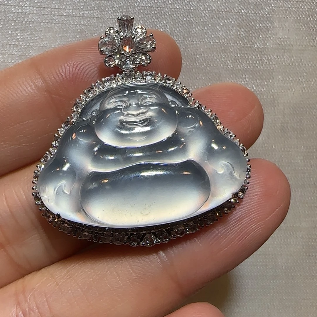翡翠18K金镶嵌颈饰佛