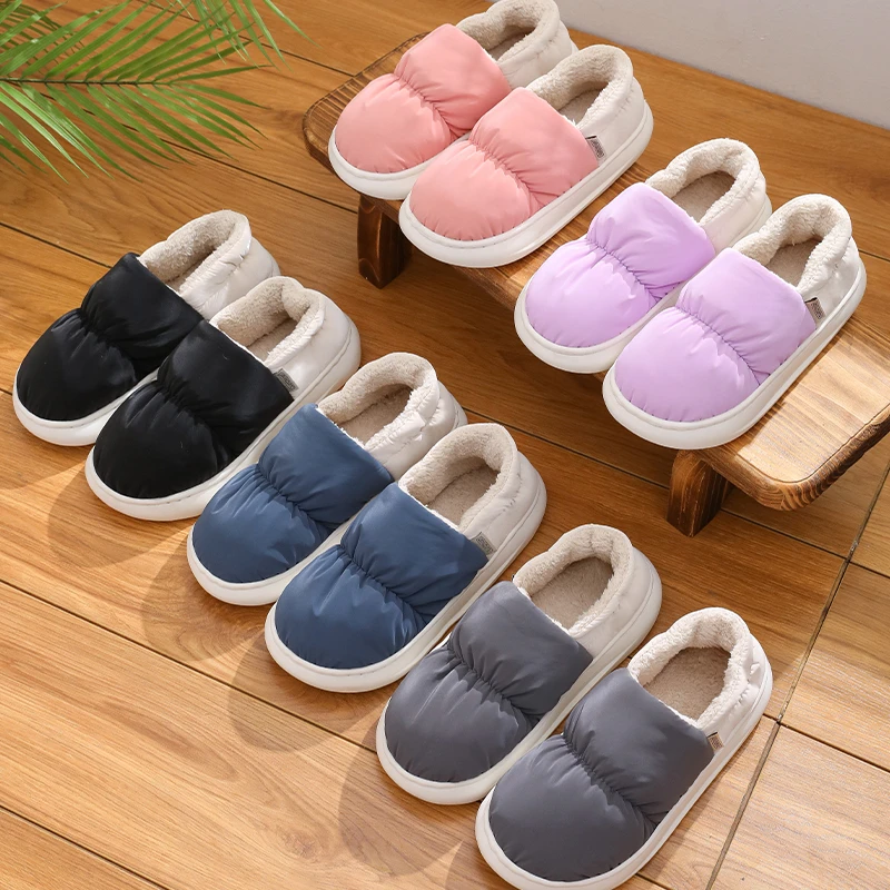 【退货补运费】冬季室内厚底包跟棉拖情侣款加绒居家保暖棉鞋Z3103