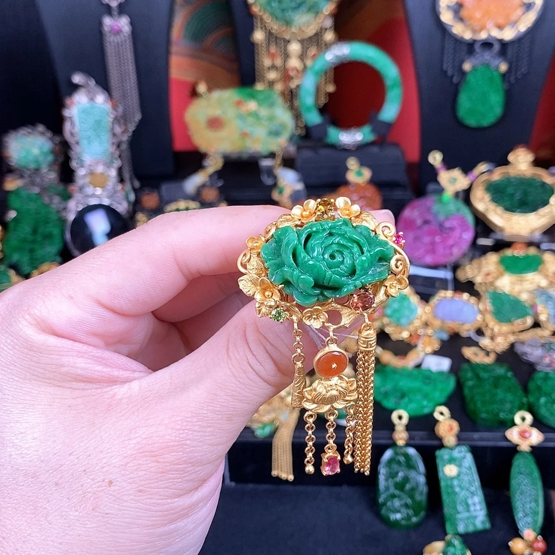 翡翠银S925镶嵌戒指戒指