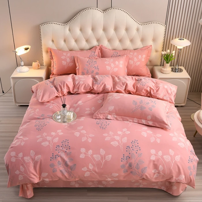 福利款-斜纹棉加厚四件套床单被套四季款（枕套随机部位裁剪）