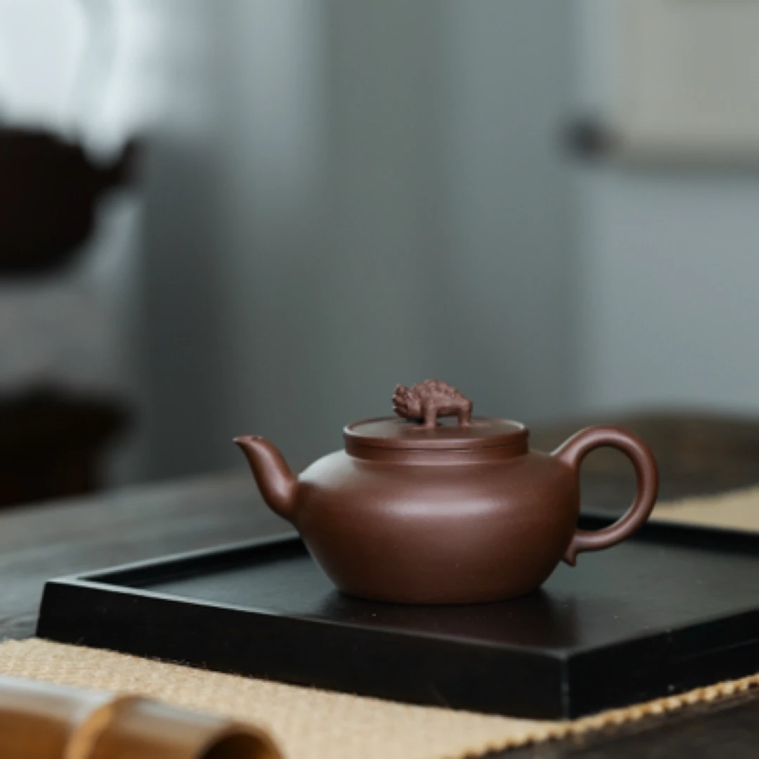 【新品】全手工蟾蜍.高工【王文浩】紫泥.180cc.7孔 高工】紫砂壶