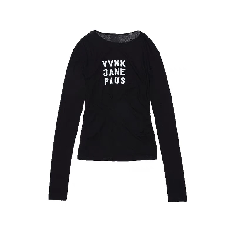 VVNK JANE PLUS 设计师品牌25春夏新品修身圆领褶皱打底长袖上衣