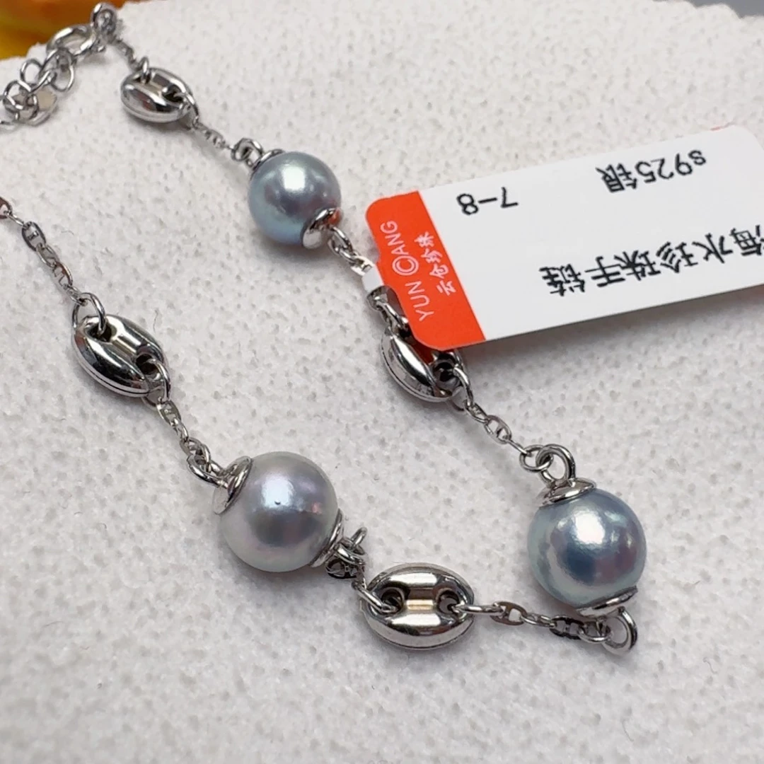 淡水珍珠手链银S925镶嵌@@ys312