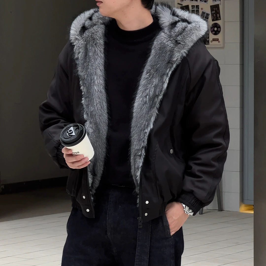 座山雕男款美式潮流帅气冬季保暖毛领棉衣2025新款百搭高级感男装