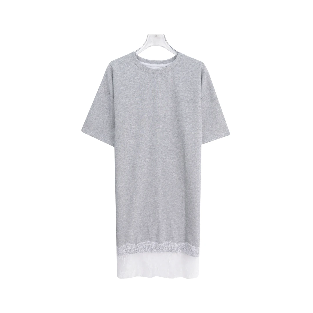 蕾丝拼接气质感连衣裙女夏显瘦T恤裙A13328