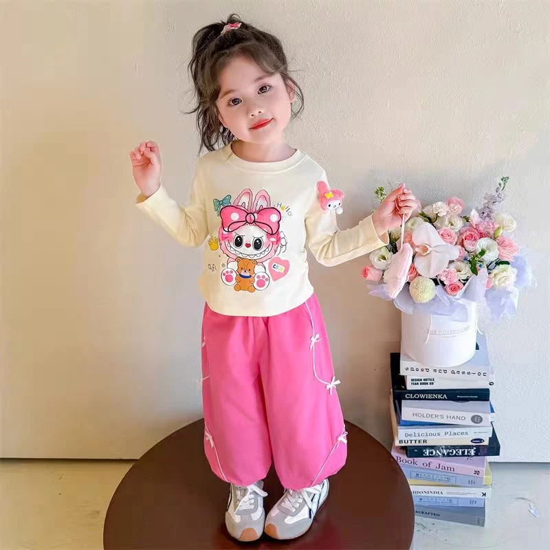 56148女童卡通洋气套装秋款小女孩休闲工装裤儿童秋款时尚两件套