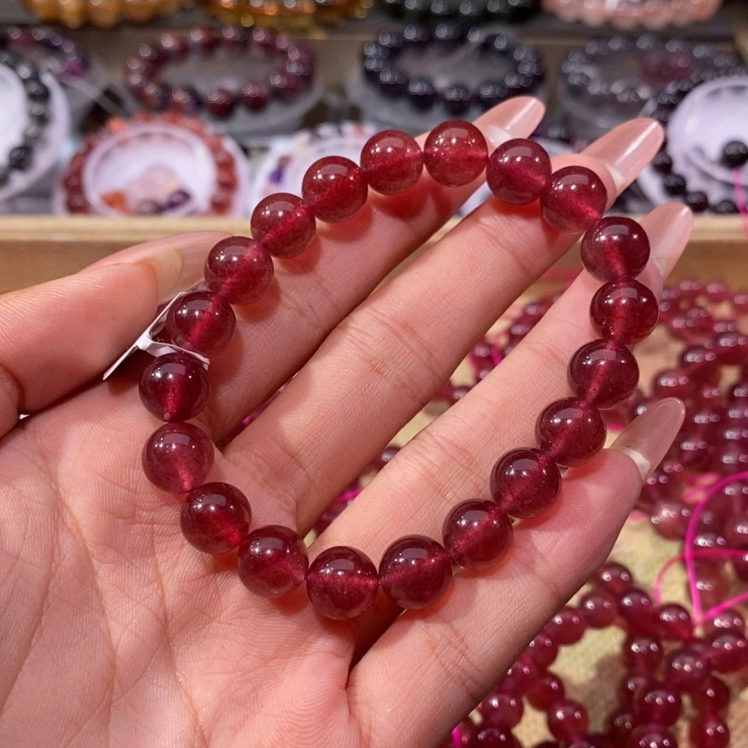 石英质玉手链未镶嵌彩***泡草莓晶9+