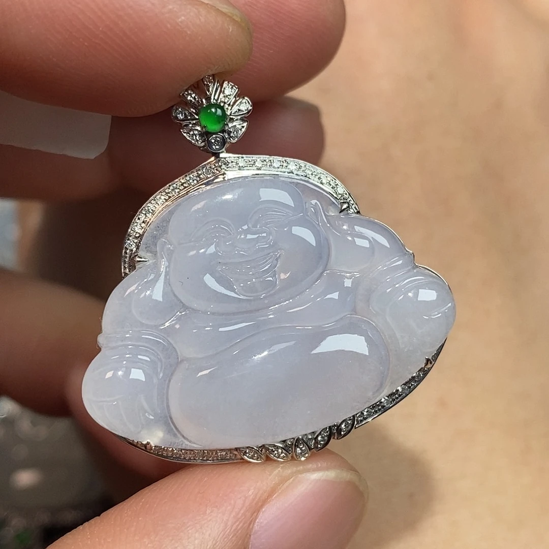 翡翠颈饰18K金镶嵌佛公