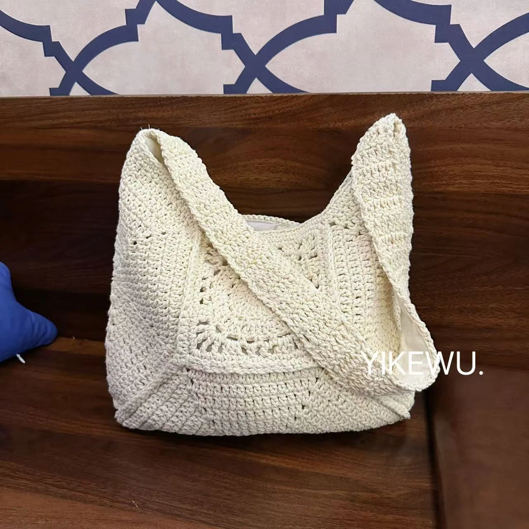 【薰衣草】韩国新款复古手工编织包钩花棉线腋下包ins慵懒单肩包女