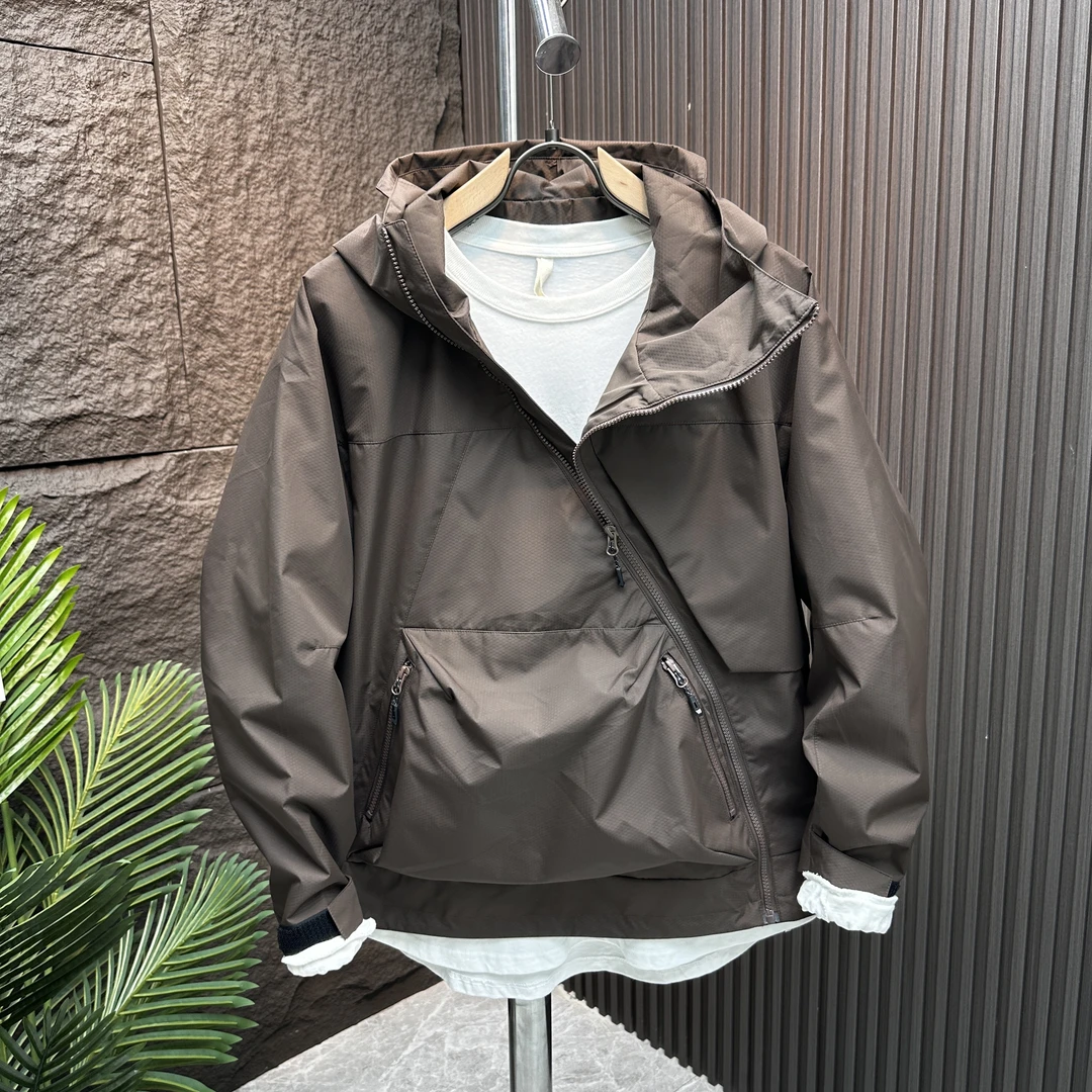 春季户外时尚多口袋工装连帽夹克男士春秋季休闲潮流冲锋衣外套