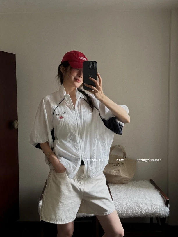 福秒-撞色线条！薄款拉链防晒外套（JD90398#）JVV