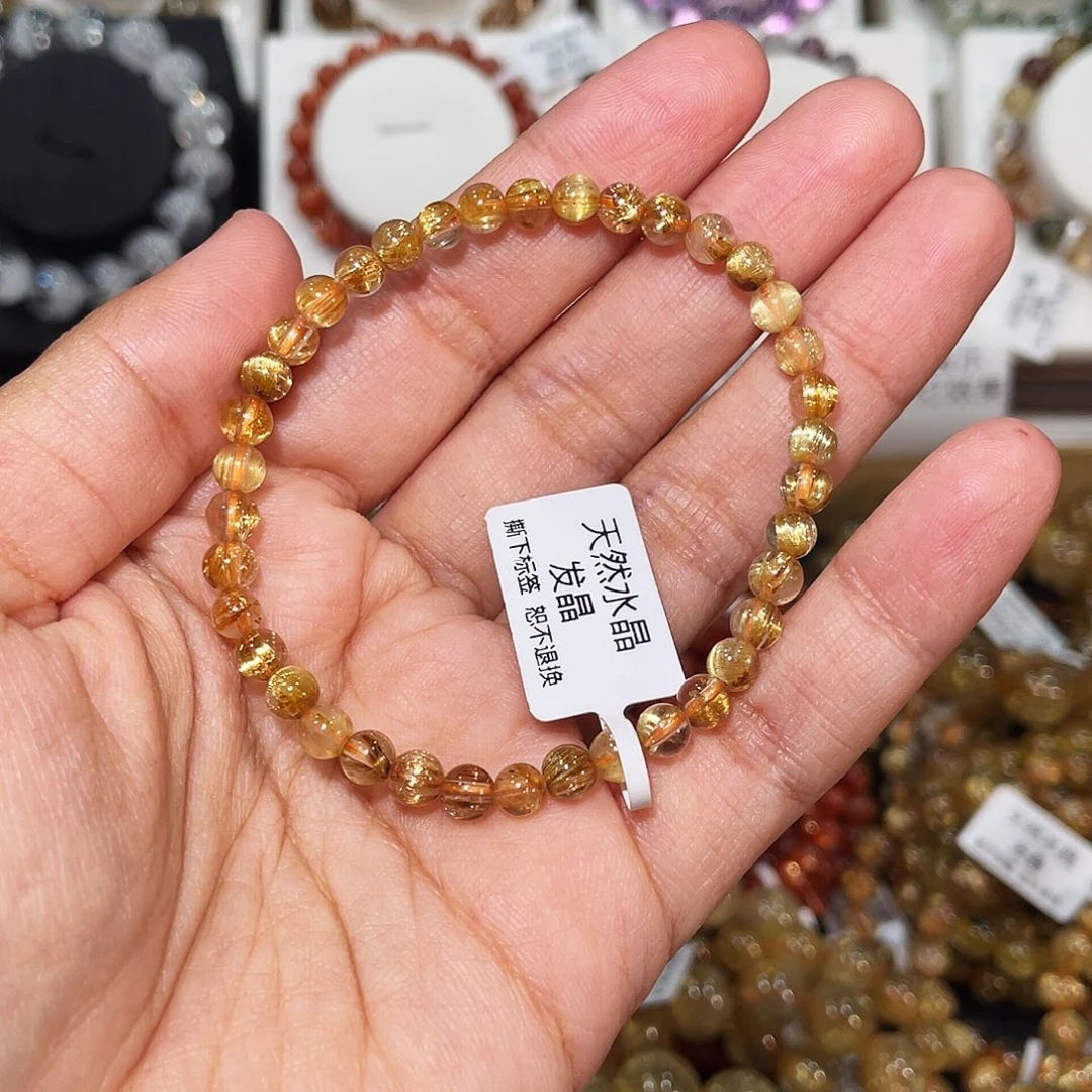 手链发晶未镶嵌小金豆钛晶5.2mm