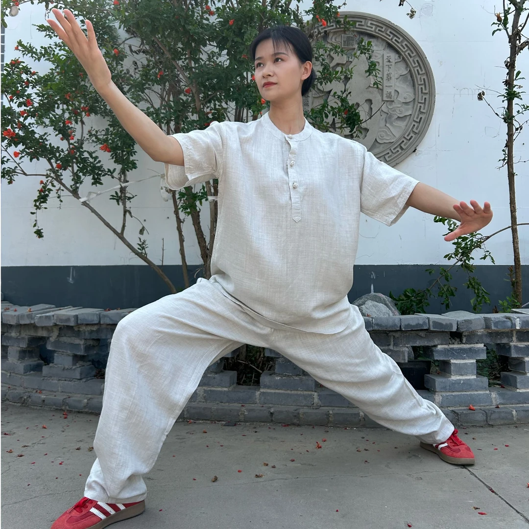 【太极刘莹专属】亚麻宽松太极服夏季纯色中国风圆领