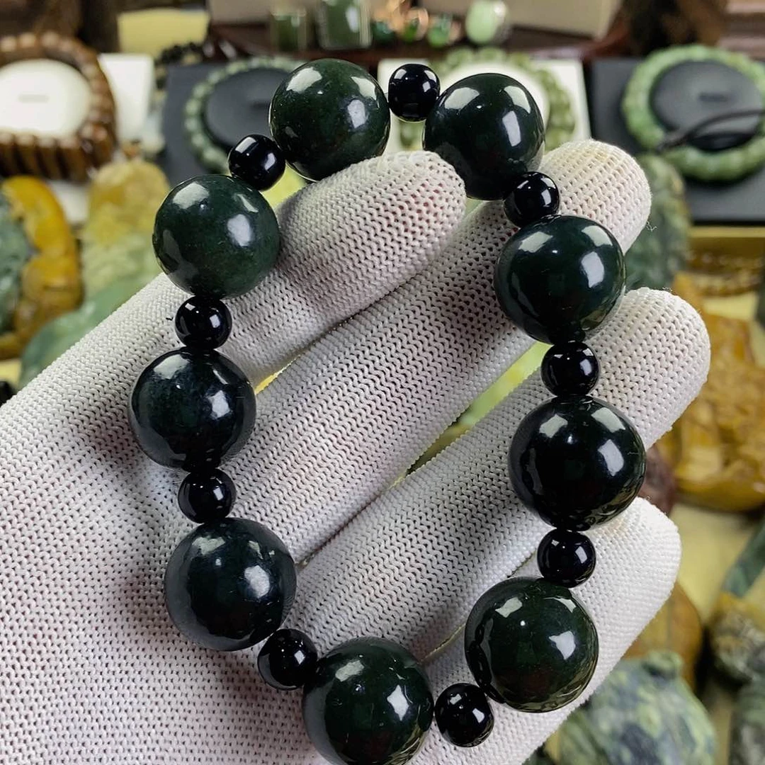 岫岩河磨玉（透闪石质玉）手串18未镶嵌